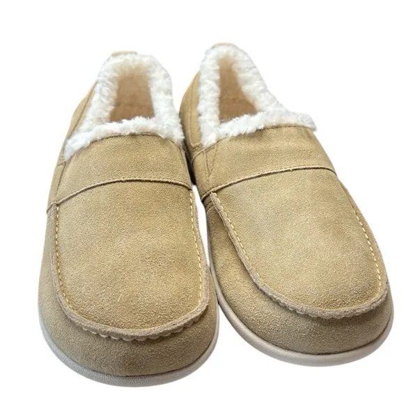 Revitalign Orthotic Rio Shearling Lined Suede Loafers Womens Shoe Size 7 Beige