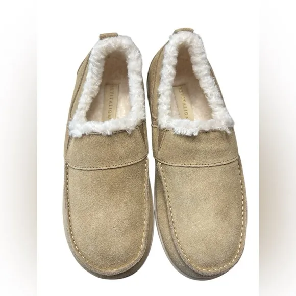 Revitalign Orthotic Rio Shearling Lined Suede Loafers Womens Shoe Size 7 Beige