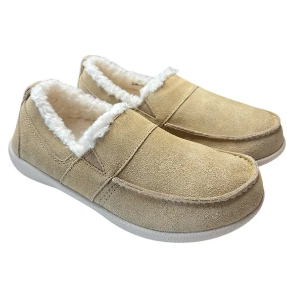 Revitalign Orthotic Rio Shearling Lined Suede Loafers Womens Shoe Size 7 Beige