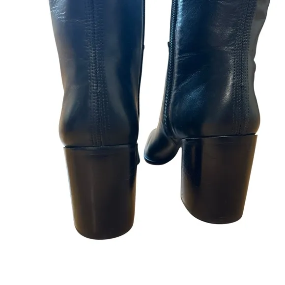 Revolve Franco Sarto Ticada Western Black Leather Knee-High Boots Size 11