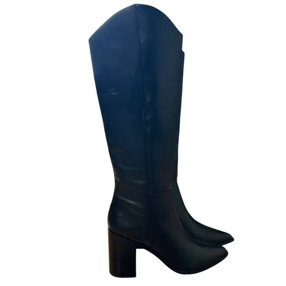 Revolve Franco Sarto Ticada Western Black Leather Knee-High Boots Size 11