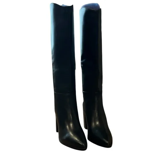Revolve Franco Sarto Ticada Western Black Leather Knee-High Boots Size 11