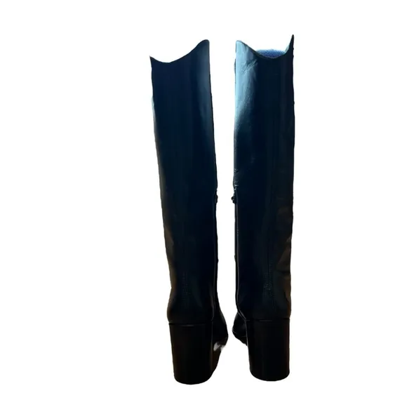 Revolve Franco Sarto Ticada Western Black Leather Knee-High Boots Size 11