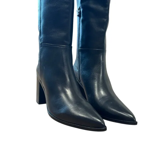 Revolve Franco Sarto Ticada Western Black Leather Knee-High Boots Size 11