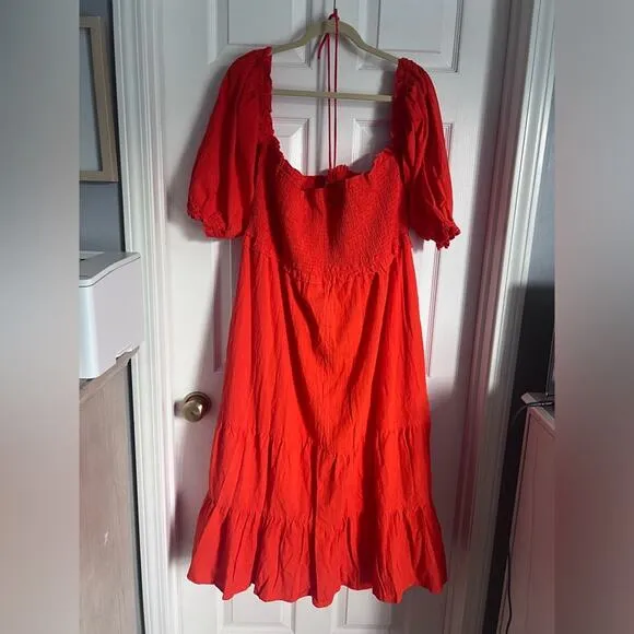 Revolve Showpo Nikka Shirred Off Shoulder Puff Sleeve Midi Dress Size 16