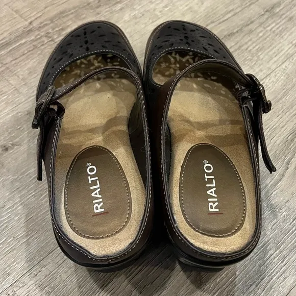 Rialto Comfort Shoes Brown Platform Mules size 8.5 - 9
