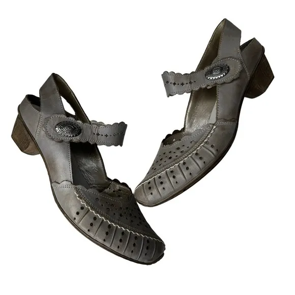 Rieker Mirjam Mary Jane Gray Comfort Shoes. Size 40