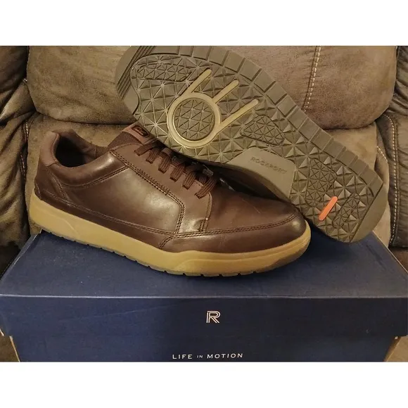 Rockport Truetech SHOES ChocolateBrown Leather NEW with box Comfort &amp; Style #896