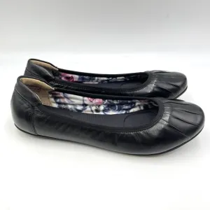 Rockport Womens Size 9 Black Leather Pleated Slip On Ballet Flats Shoes