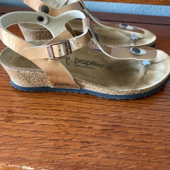 Rose Gold Birkenstock Papillio Gizeh Platform Size 38