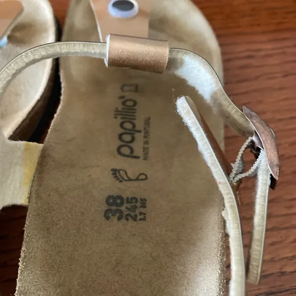 Rose Gold Birkenstock Papillio Gizeh Platform Size 38