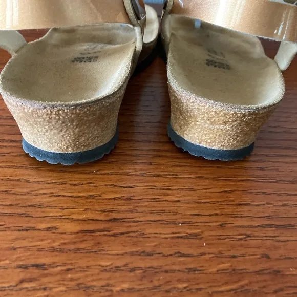 Rose Gold Birkenstock Papillio Gizeh Platform Size 38