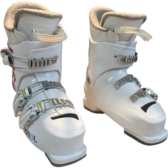 Rossignol Fun Girl J3 Junior Ski Boots In White/Pink Size 21.5 = US Size 4