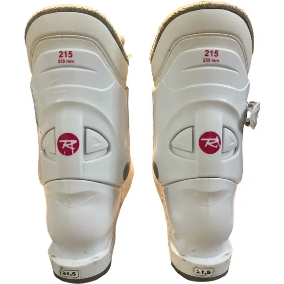 Rossignol Fun Girl J3 Junior Ski Boots In White/Pink Size 21.5 = US Size 4