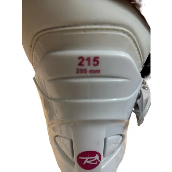 Rossignol Fun Girl J3 Junior Ski Boots In White/Pink Size 21.5 = US Size 4