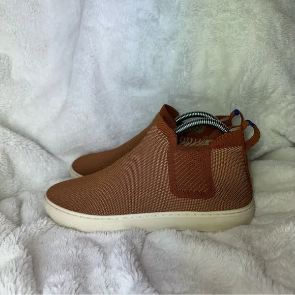 Rothy's Chelsea Fawn Brown Knit Fabric Pull On Ankle Boot Womens 8.5 Casual Shoe