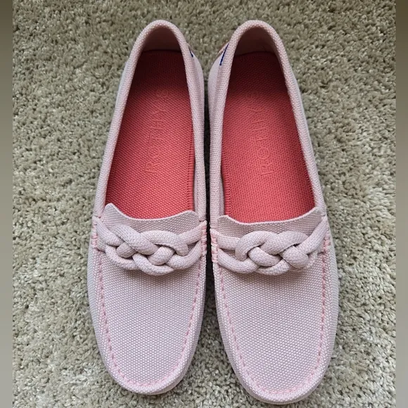 Rothys The Braid Driving Loafers Womens 9 Powder Pink Slip On