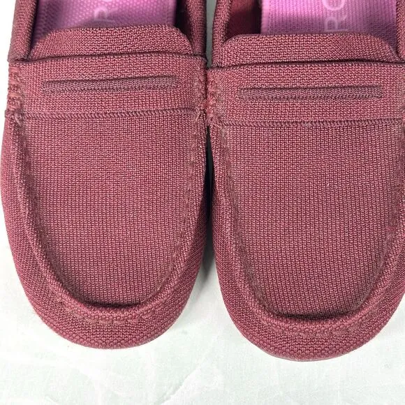 Rothys The Driver Loafer Womens Size 8.5 Red Burgundy Slip On Driving Knit Shoes