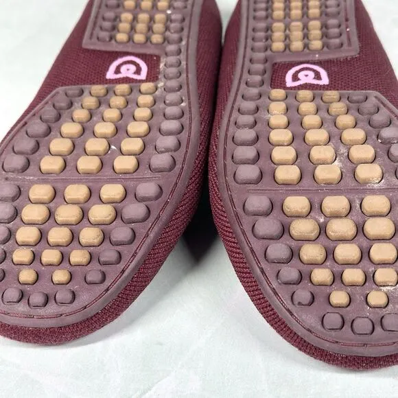 Rothys The Driver Loafer Womens Size 8.5 Red Burgundy Slip On Driving Knit Shoes