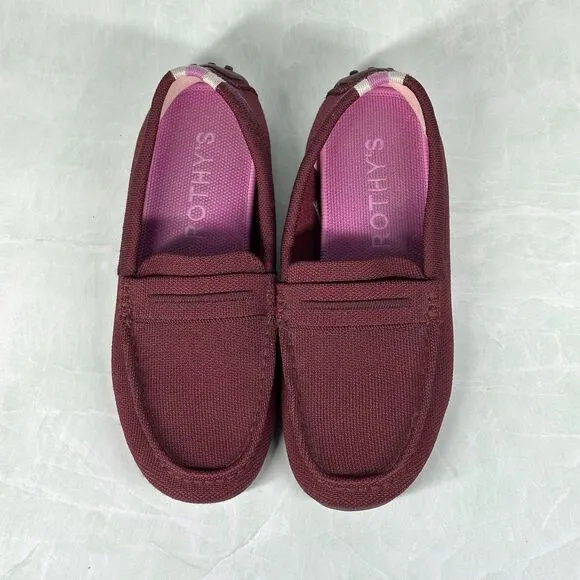 Rothys The Driver Loafer Womens Size 8.5 Red Burgundy Slip On Driving Knit Shoes