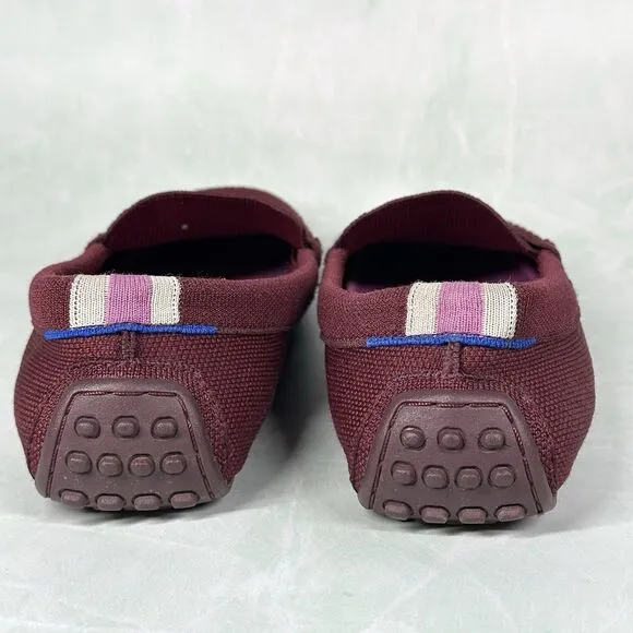 Rothys The Driver Loafer Womens Size 8.5 Red Burgundy Slip On Driving Knit Shoes