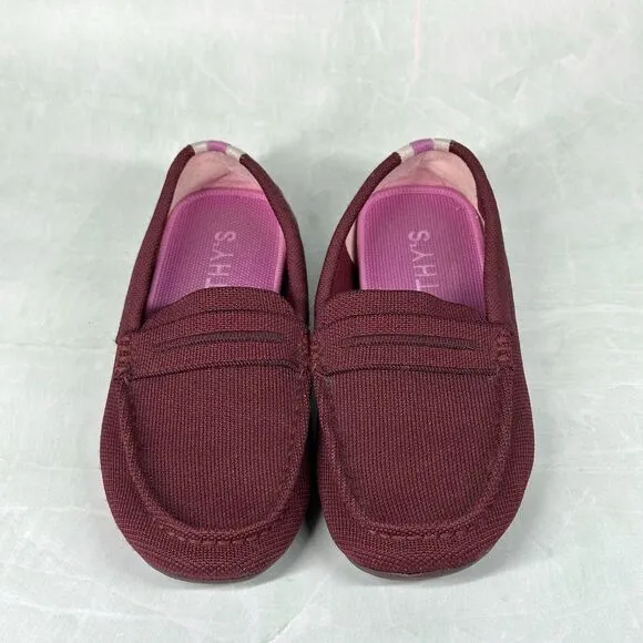 Rothys The Driver Loafer Womens Size 8.5 Red Burgundy Slip On Driving Knit Shoes