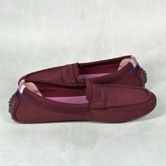 Rothys The Driver Loafer Womens Size 8.5 Red Burgundy Slip On Driving Knit Shoes