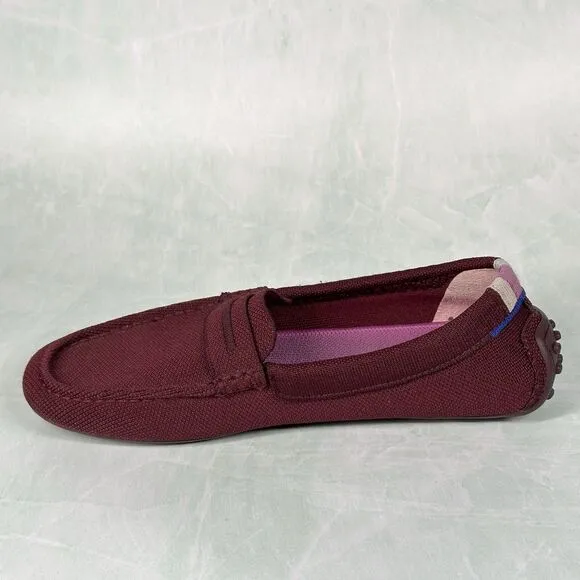Rothys The Driver Loafer Womens Size 8.5 Red Burgundy Slip On Driving Knit Shoes