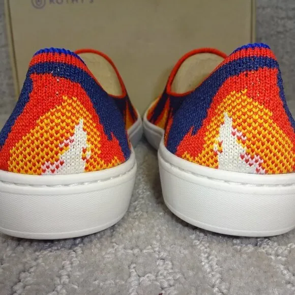 Rothy's The Kid Navy Flame Knit Slip On Sneaker Shoes Big Kids Size 4