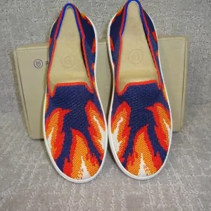 Rothy's The Kid Navy Flame Knit Slip On Sneaker Shoes Big Kids Size 4