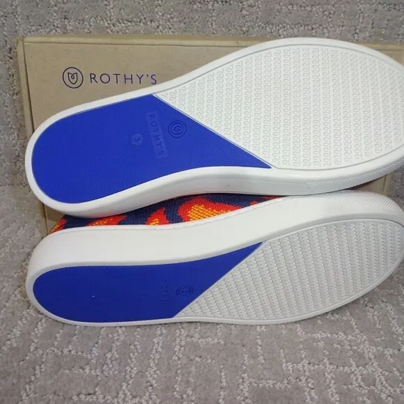Rothy's The Kid Navy Flame Knit Slip On Sneaker Shoes Big Kids Size 4