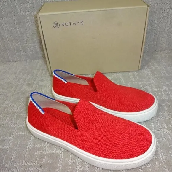 Rothys The Kids Sneaker Red Lollipop Slip On Flat Shoes Kids Size 11-13-1-4