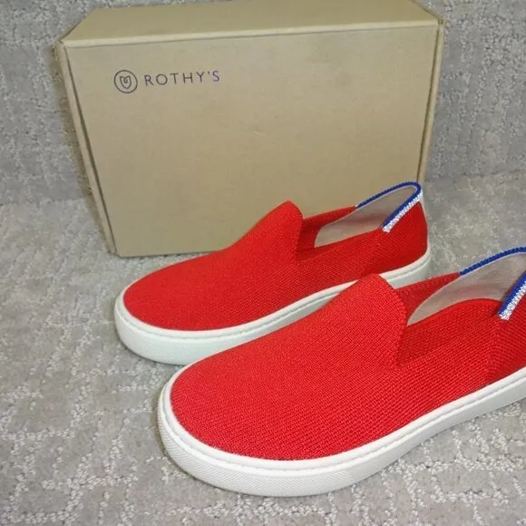 Rothys The Kids Sneaker Red Lollipop Slip On Flat Shoes Kids Size 11-13-1-4