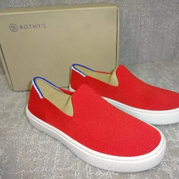 Rothys The Kids Sneaker Red Lollipop Slip On Flat Shoes Kids Size 11-13-1-4