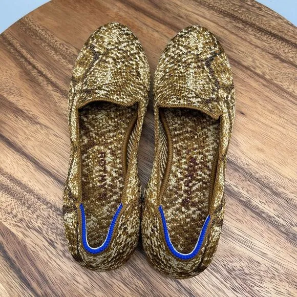 Rothy's The Loafer Womens Size 7 Bronze Python Slip On Shoes Comfort Flats