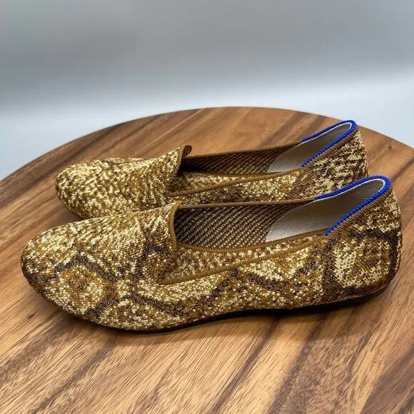 Rothy's The Loafer Womens Size 7 Bronze Python Slip On Shoes Comfort Flats