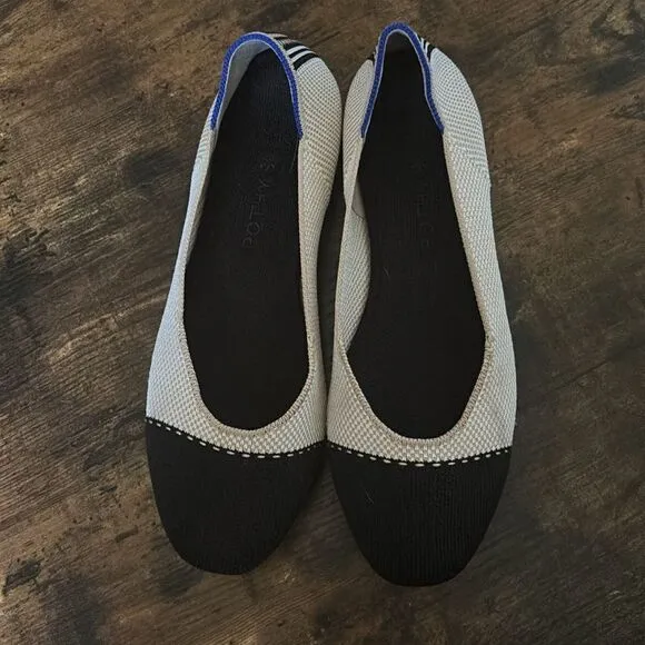 Rothys Tuxedo The Square Slip On Shoes Size 9 / Excellent