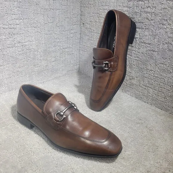 Salvatore Ferragamo Benford Men’s Size 8D US Brown Leather Slip on Loafer Shoes