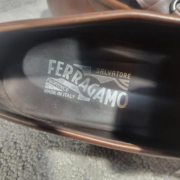 Salvatore Ferragamo Benford Men’s Size 8D US Brown Leather Slip on Loafer Shoes