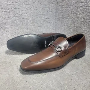 Salvatore Ferragamo Benford Men’s Size 8D US Brown Leather Slip on Loafer Shoes