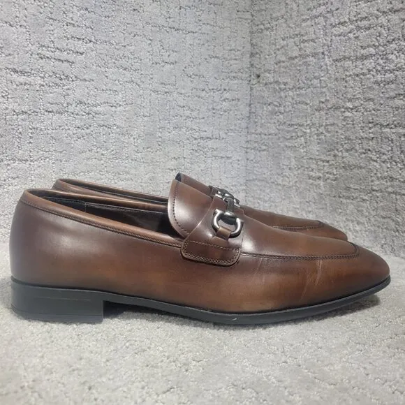Salvatore Ferragamo Benford Men’s Size 8D US Brown Leather Slip on Loafer Shoes