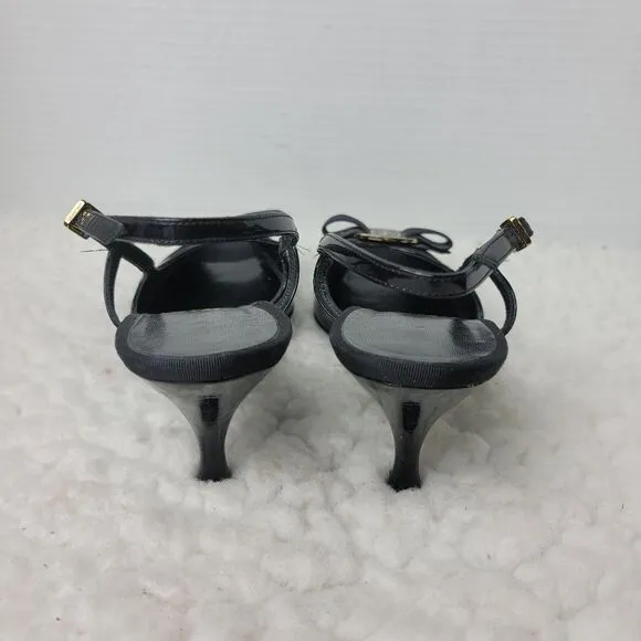 Salvatore Ferragamo Women's Slingback Sandals Sz 7.5 AA Patent Leather Peep Toe