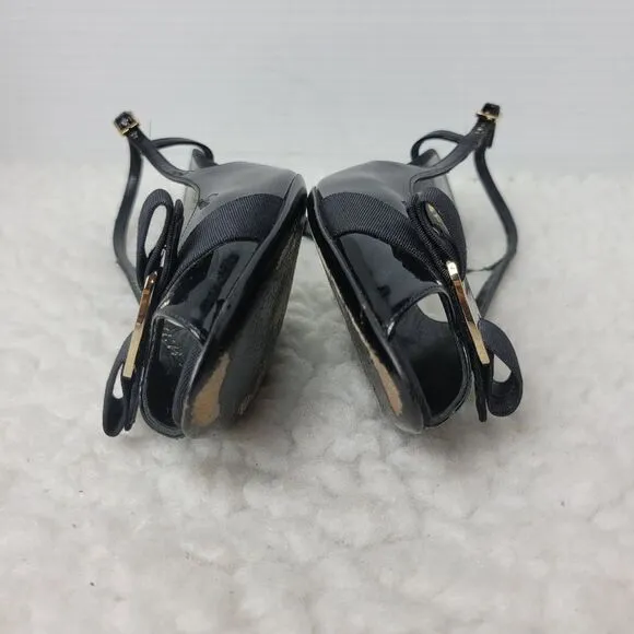 Salvatore Ferragamo Women's Slingback Sandals Sz 7.5 AA Patent Leather Peep Toe
