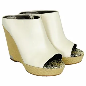 SAM EDELMAN Kylie Cream Leather Platform Espadrille style wedge heels, Size 7