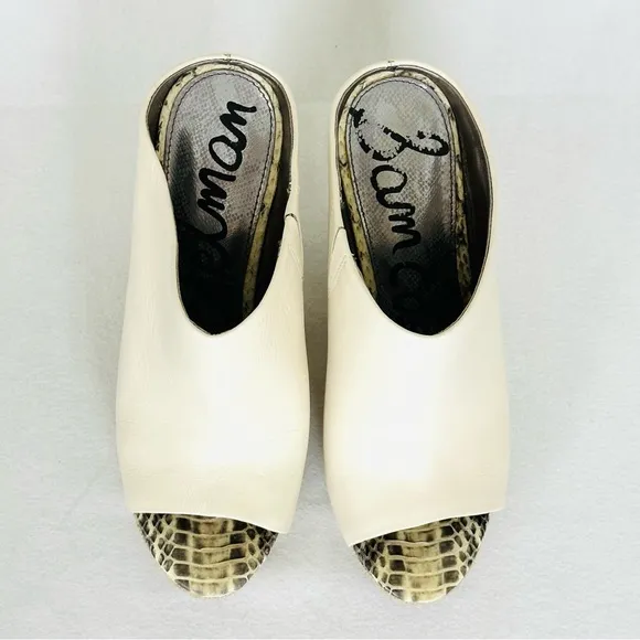SAM EDELMAN Kylie Cream Leather Platform Espadrille style wedge heels, Size 7