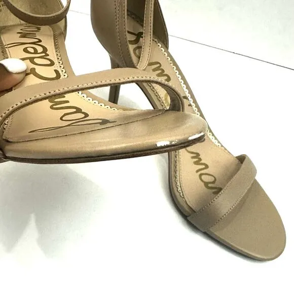SAM EDELMAN PATTI WOMENS SZ 10M TAN LEATHER OPEN TOE KITTEN HEEL/SANDALS