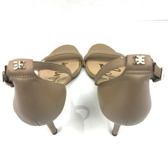 SAM EDELMAN PATTI WOMENS SZ 10M TAN LEATHER OPEN TOE KITTEN HEEL/SANDALS