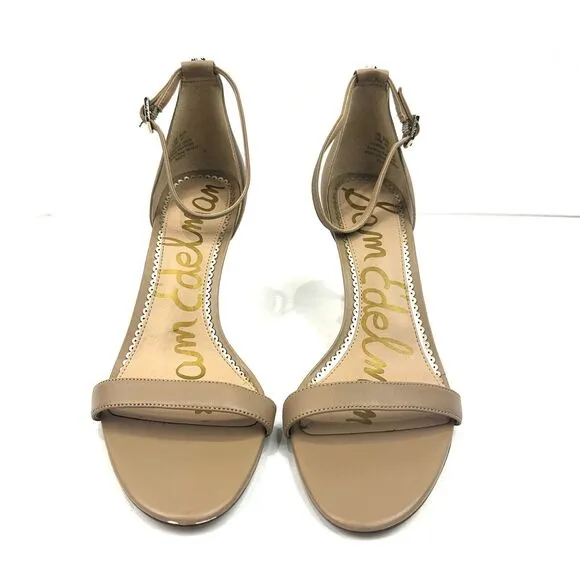SAM EDELMAN PATTI WOMENS SZ 10M TAN LEATHER OPEN TOE KITTEN HEEL/SANDALS