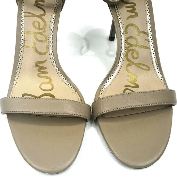 SAM EDELMAN PATTI WOMENS SZ 10M TAN LEATHER OPEN TOE KITTEN HEEL/SANDALS