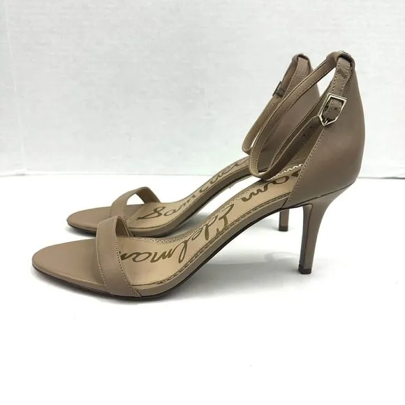 SAM EDELMAN PATTI WOMENS SZ 10M TAN LEATHER OPEN TOE KITTEN HEEL/SANDALS